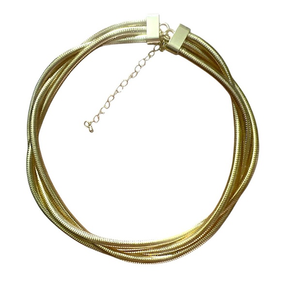 Cleopatra 14KP Multi-Layered Chunky Cobra Chain Necklace Gold-Tone Statement - Picture 3 of 5